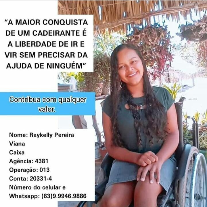 Jovem de Carrasco Bonito lança campanha web para comprar cadeira de rodas motorizada