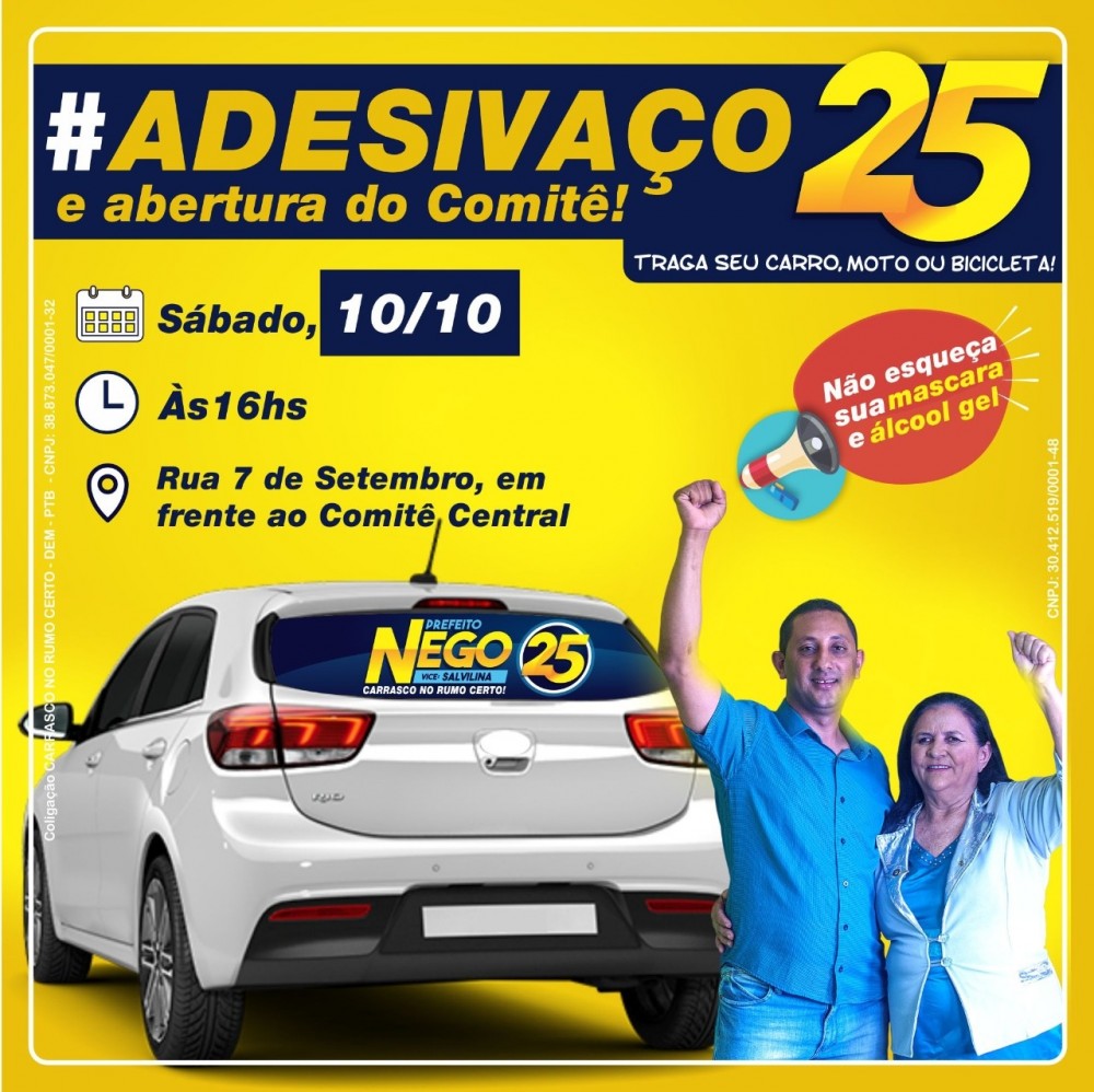 Nego e Salvilina realizam adesivaço em Carrasco Bonito