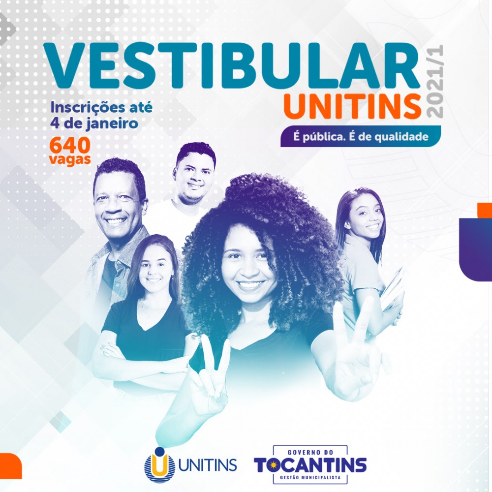Última semana de inscrições do Vestibular 2021/1 - Unitins oferta 640 vagas