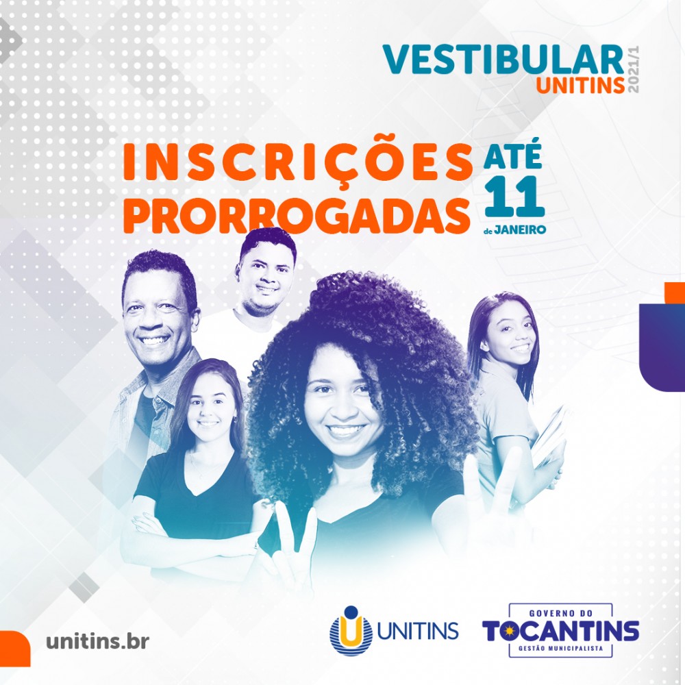 Unitins prorroga inscrições do Vestibular 2021/1 até o dia 11 de janeiro
