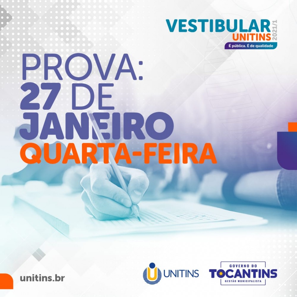 Unitins aplica provas do Vestibular 2021/1 nesta 4ª; confira medidas de proteção e orientações aos candidatos