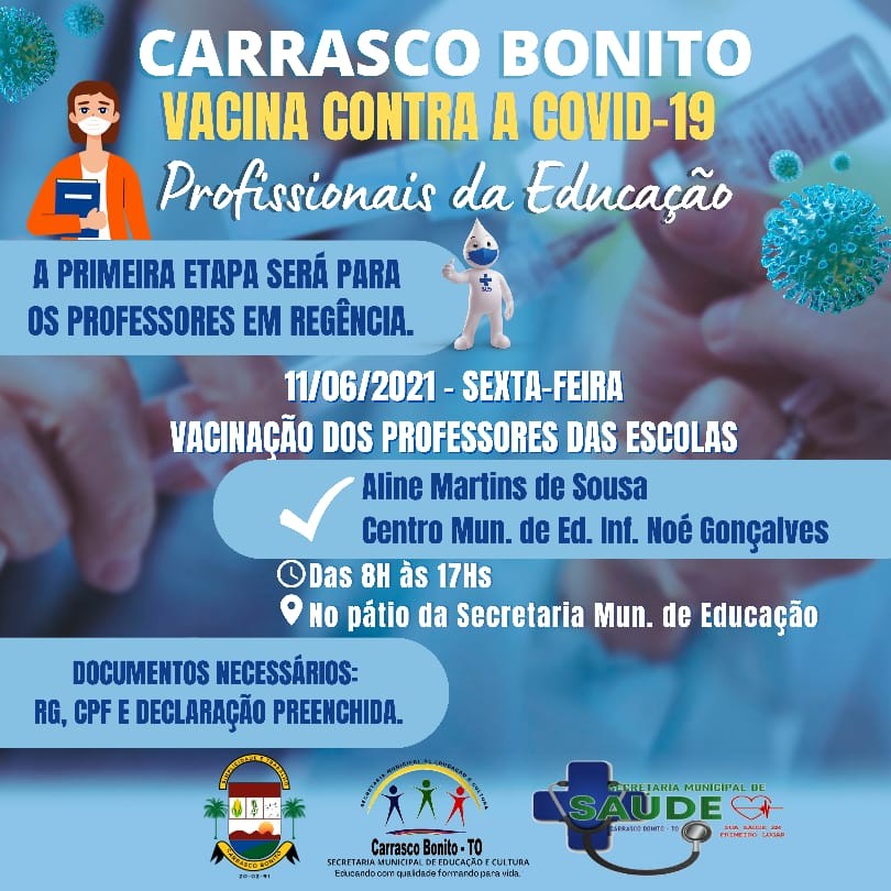 CARRASCO BONITO – SECRETARIA DE SAÚDE INICIOU HOJE VACINAÇÃO DE PROFISSIONAIS DA EDUCAÇÃO