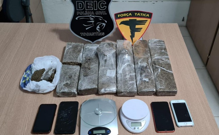 Em Gurupi, Forças de Segurança apreendem mais de 7kg de drogas e prendem dois suspeitos por tráfico