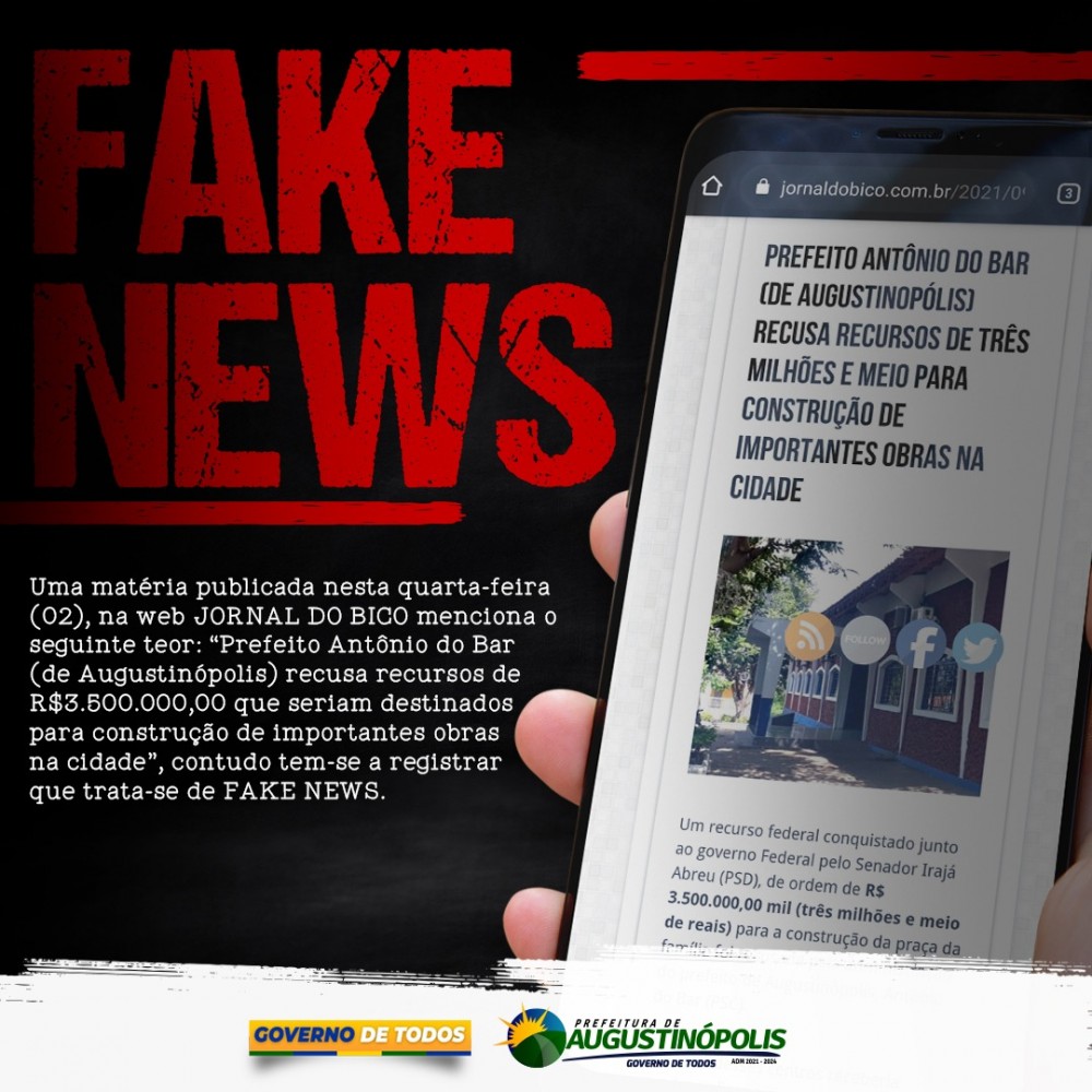 Prefeitura de Augustinopolis se posiciona sobre recusa de emenda do senador Irajá Abreu