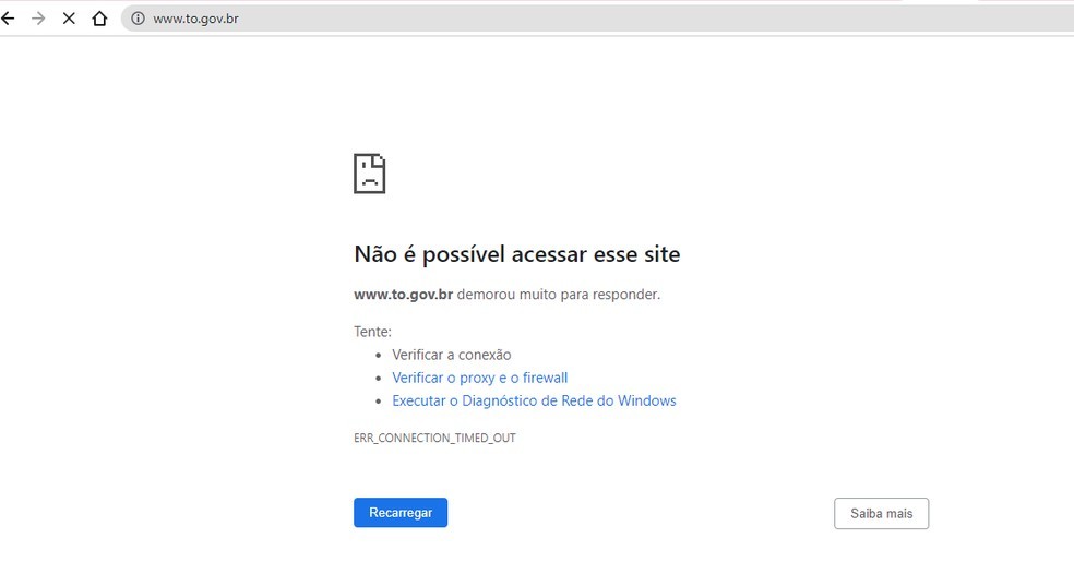 Sites do governo do Tocantins ficam fora do ar durante a manhã desta quinta-feira (18)