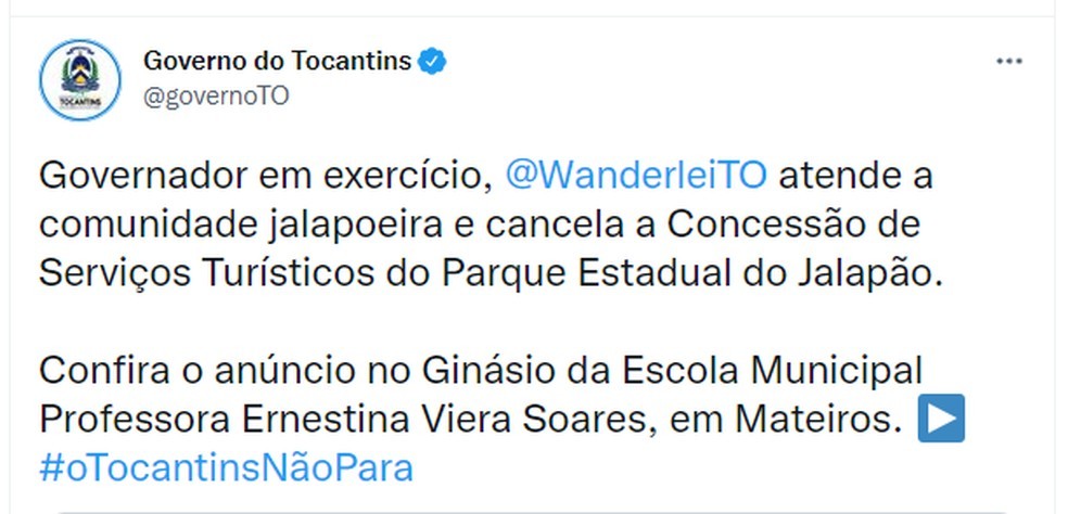 Wanderlei Barbosa paralisa audiência pública e cancela concessão do Jalapão