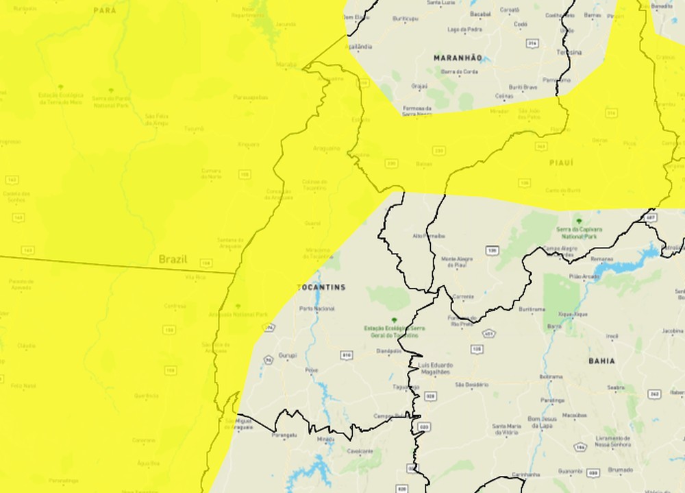 Inmet alerta sobre chuvas intensas em cidades do Tocantins