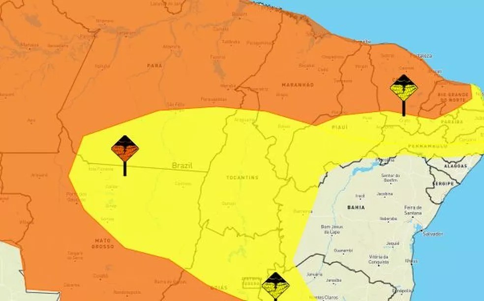 Tocantins tem dois novos alertas de chuvas intensas para o começo da semana