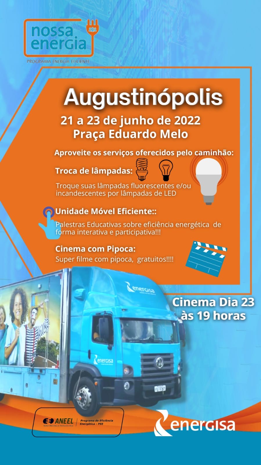 Augustinópolis recebe projeto Nossa Energia nesta terça, dia 21