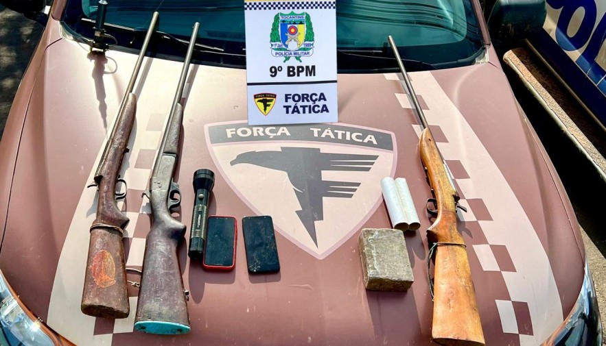 Em Araguatins, PM apreende armas e entorpecentes com indivíduo com mandado de prisão em aberto