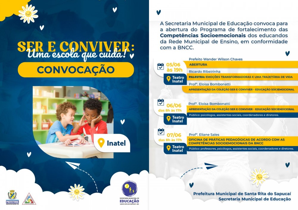 REGIONALIZANDO AÇÕES, SANTA RITA DO SAPUCAÍ REALIZA SEMINÁRIO SOCIOEMOCIONAL E CONVIDA GESTORES VIZINHOS