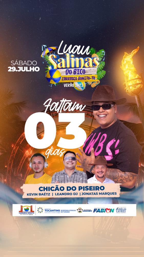 Luau da Praia Salinas do Bico, em Carrasco Bonito, acontece neste sábado dia 29 de julho 