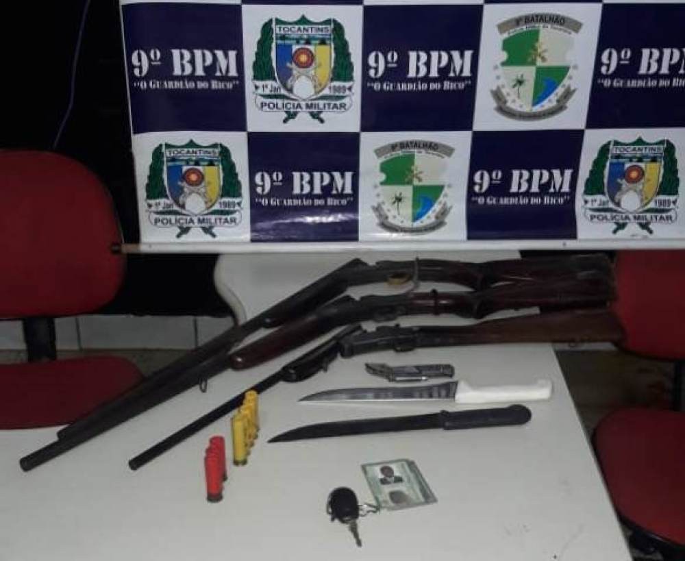 Dois são presos pela PM por porte ilegal de arma de fogo no interior do Tocantins